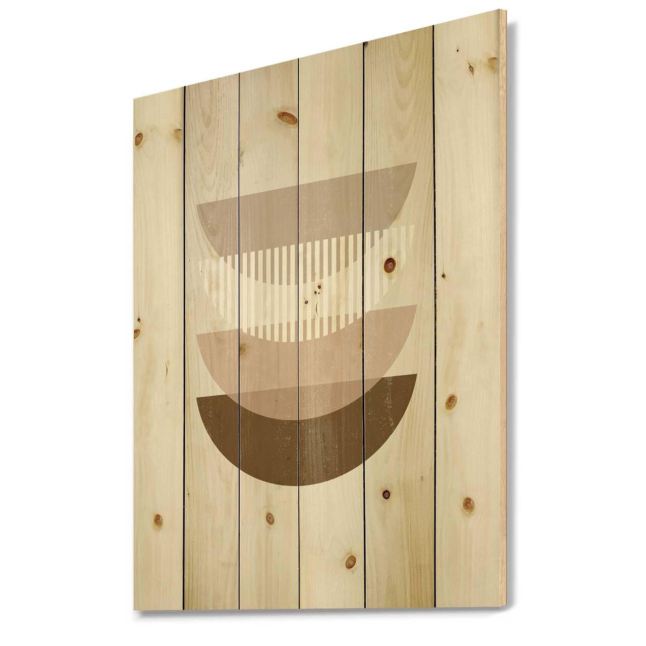 Designart - Abstract Sun Moon Geometric Print III - Modern Print on Natural Pine Wood